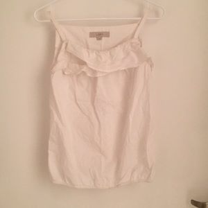 Ann Taylor Loft White Ruffle Top